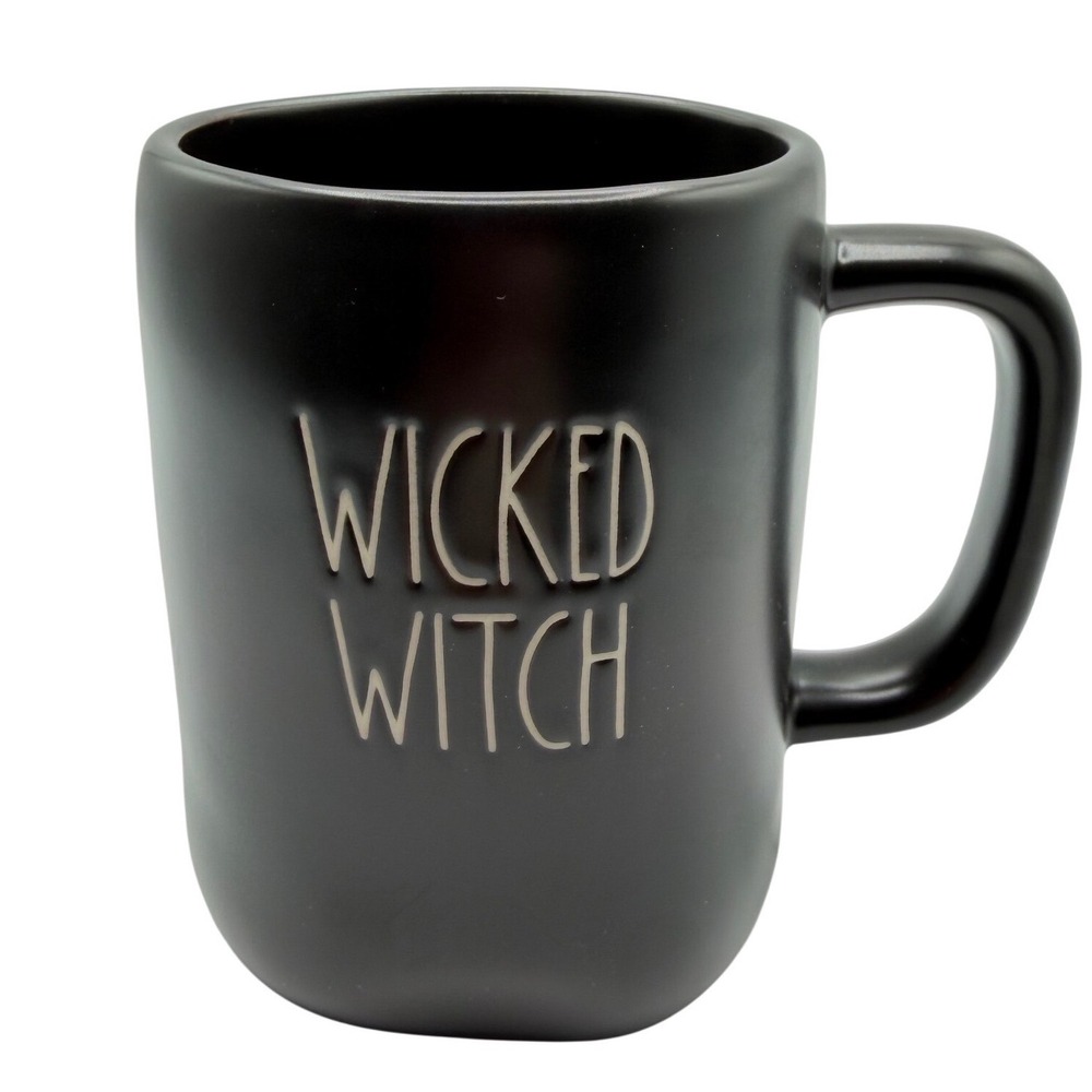 Rae Dunn Wicked Witch Matte Black Mug Artisan Collection Magenta Halloween